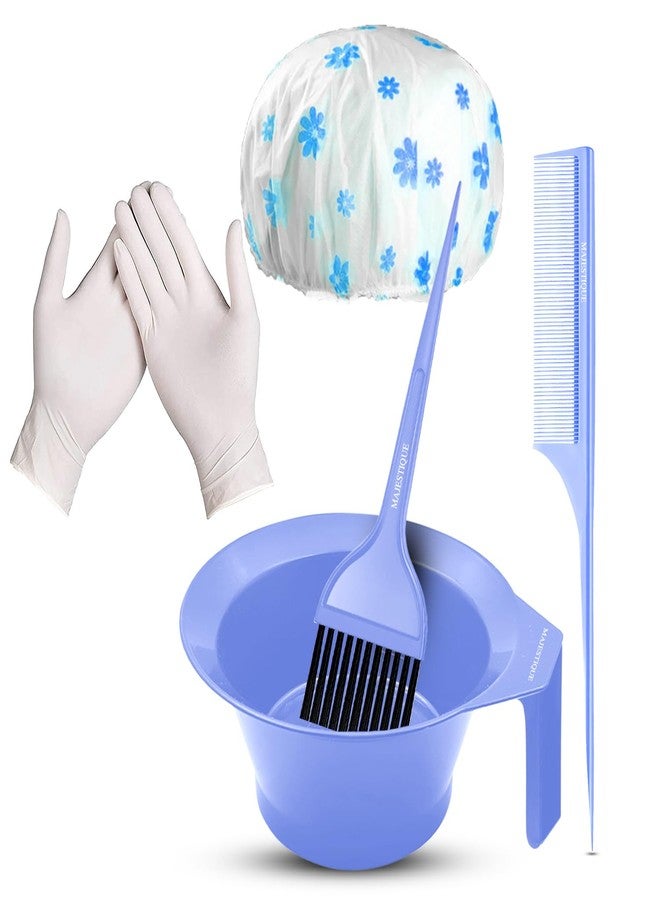 MAJESTIQUE Professional Use Coloring Dyeing Kit – Hair Dye Brush, Tail Comb, Mixing Bowl, Gloves & Cape – Hair Coloring Tools for Bleach, Dye & Root Touch-Up- Unisex (5 Pieces) - Image 1