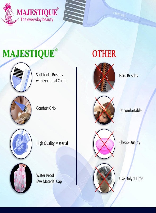 MAJESTIQUE Professional Use Coloring Dyeing Kit – Hair Dye Brush, Tail Comb, Mixing Bowl, Gloves & Cape – Hair Coloring Tools for Bleach, Dye & Root Touch-Up- Unisex (5 Pieces) - Image 4