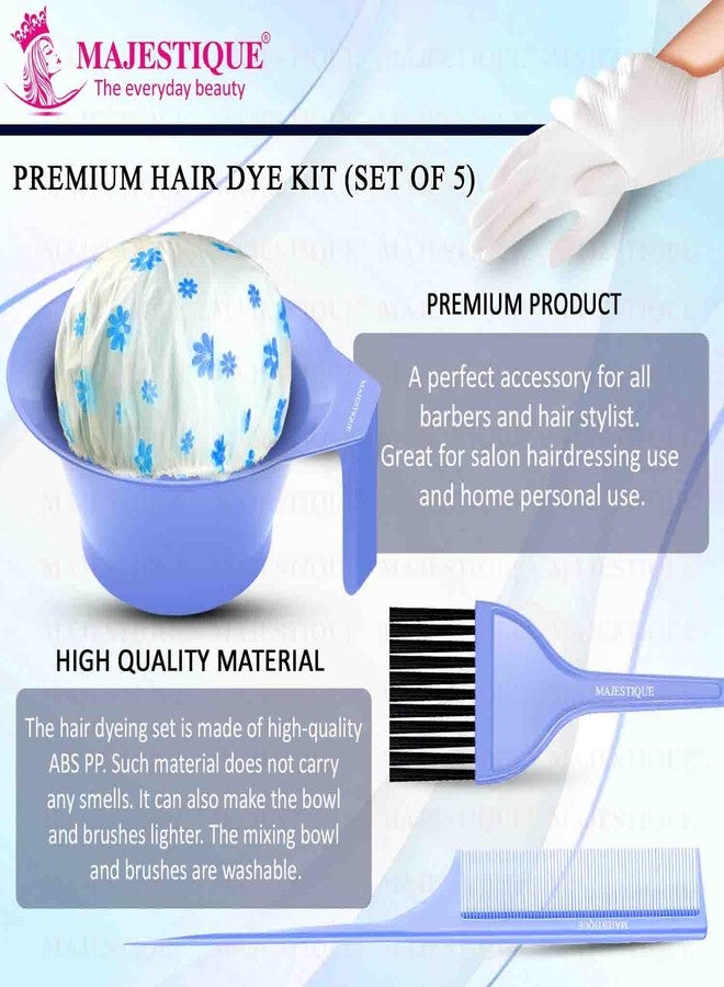 MAJESTIQUE Professional Use Coloring Dyeing Kit – Hair Dye Brush, Tail Comb, Mixing Bowl, Gloves & Cape – Hair Coloring Tools for Bleach, Dye & Root Touch-Up- Unisex (5 Pieces) - Image 3
