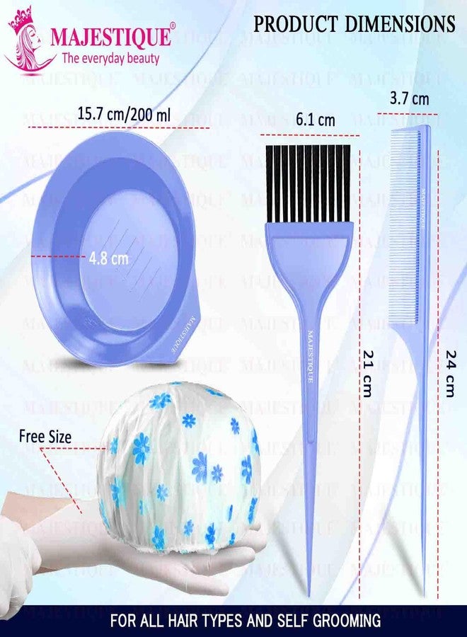 MAJESTIQUE Professional Use Coloring Dyeing Kit – Hair Dye Brush, Tail Comb, Mixing Bowl, Gloves & Cape – Hair Coloring Tools for Bleach, Dye & Root Touch-Up- Unisex (5 Pieces) - Image 2