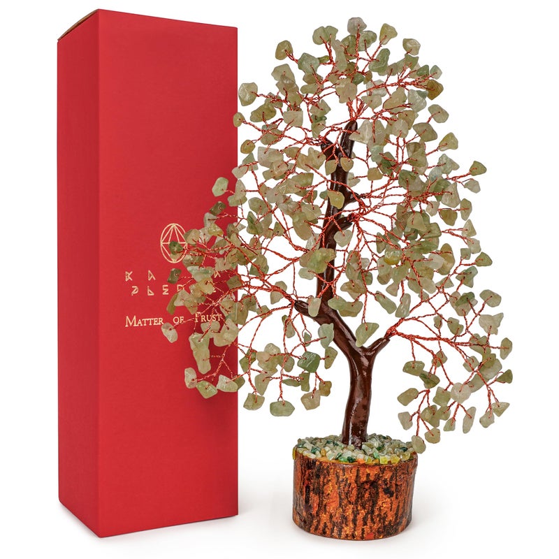 KARMAPLEDGE Crystal Tree of Life Green Aventurine Healing Crystal Trees for Home & Office Decoration  Handmade Bonsai Trees for Positive Energy  Money  Good Luck  Christmas Decor  Birthday Gifts for Women  Mom - Image 1