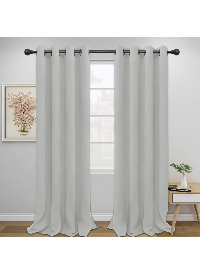 Easy-Going EasyGoing Blackout Curtains for Bedroom Solid Thermal Insulated Grommet and Noise Reduction Window Drapes Room Darkening Curtains for Living Room 2 Panels52x96 in Greyish White 