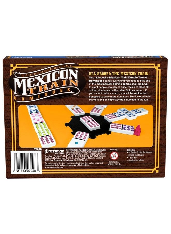 Pressman Mexican Train Dominoes Beautiful Color Dot Double 12 Dominoes Set Includes Train Markers And Hub By Pressman Multi Color 5"  - Image 5