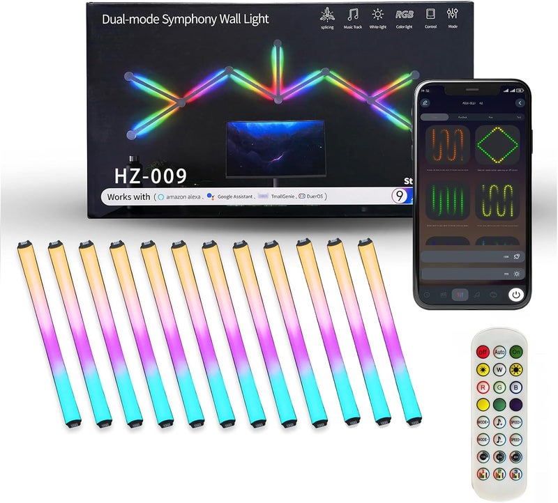 السير كو إل آر أضواء حائط LED ذكية، أضواء ألعاب متزامنة مع الموسيقى، شريط إضاءة RGB قابل للتخصيص، 12 قطعة - Image 1