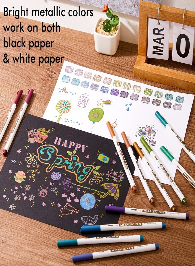 Shuttle Art Metallic Marker Pens, 24 Colors Metallic Paint Markers Fine Point for DIY Card, Calligraphy, Art and Crafting Projects, Works Great on Black Paper, Scrapbooks, Fabric, Rock. - Image 3