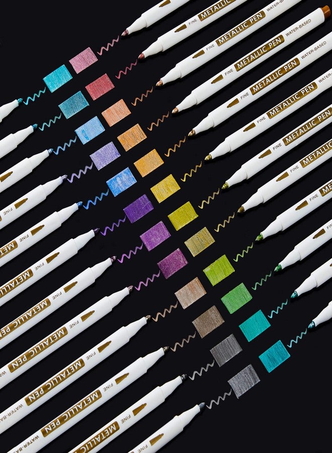 Shuttle Art Metallic Marker Pens, 24 Colors Metallic Paint Markers Fine Point for DIY Card, Calligraphy, Art and Crafting Projects, Works Great on Black Paper, Scrapbooks, Fabric, Rock. - Image 1