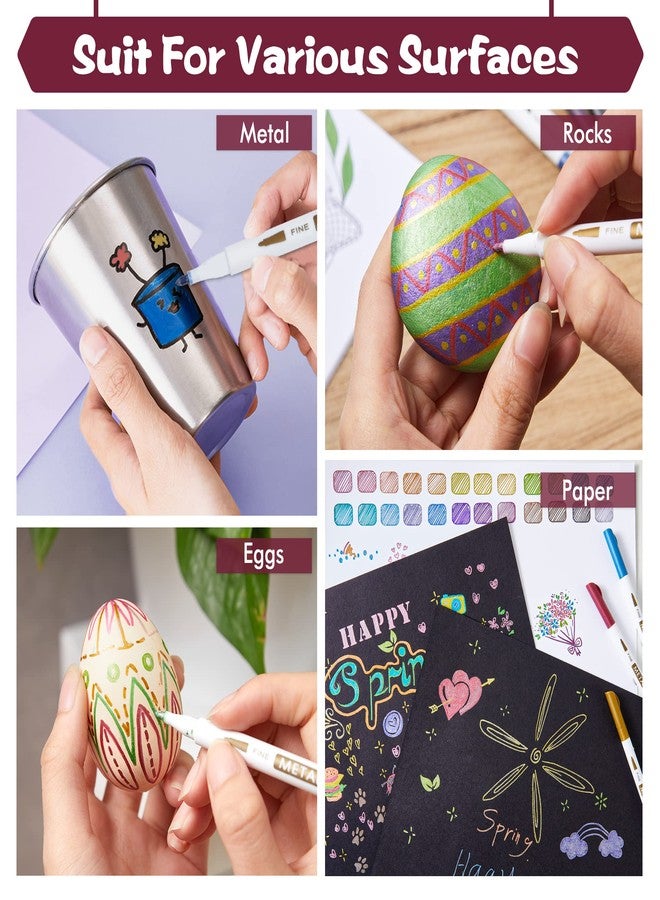 Shuttle Art Metallic Marker Pens, 24 Colors Metallic Paint Markers Fine Point for DIY Card, Calligraphy, Art and Crafting Projects, Works Great on Black Paper, Scrapbooks, Fabric, Rock. - Image 5