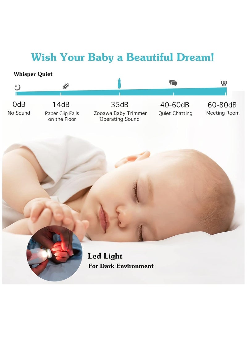 مبرد أظافر الأطفال، أدوات العناية بالأظافر الكهربائية الآمنة، مجموعة قص الأظافر، مجموعة العناية بالأظافر للأطفال الرضع والأطفال الصغار، مع ضوء LED، تعمل ببطارية AA، وردي - Image 5