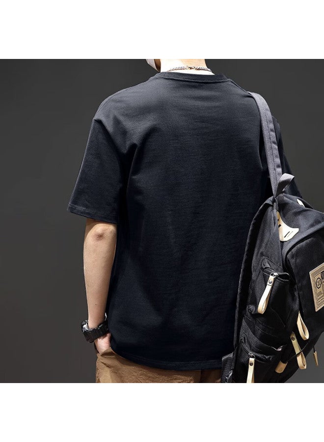 Jeep Spirit Men's Summer 220g Heavyweight Loose-fit Retro Half-sleeve T-shirt Cotton Tee Top - Image 1