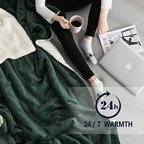 NANPIPER Flannel Blanket Reversible Sherpa Throw Blanket Super Soft Plush Warm Fleece Microfiber for Home/Outdoor/Travel (50"x60",Olive Green) - Image 2