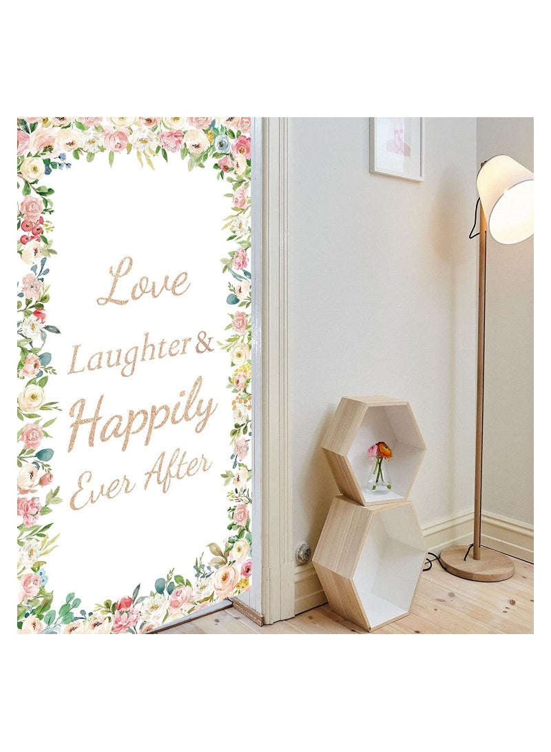 Cheerful Home Banner Poster Love Laugh Be Happily Ever After Backdrop Gift Banners Wedding Engagement Party Door Cover Pre-Wedding Ritual Photo Booth Decor Printed by Up to Date Egypt - Image 4
