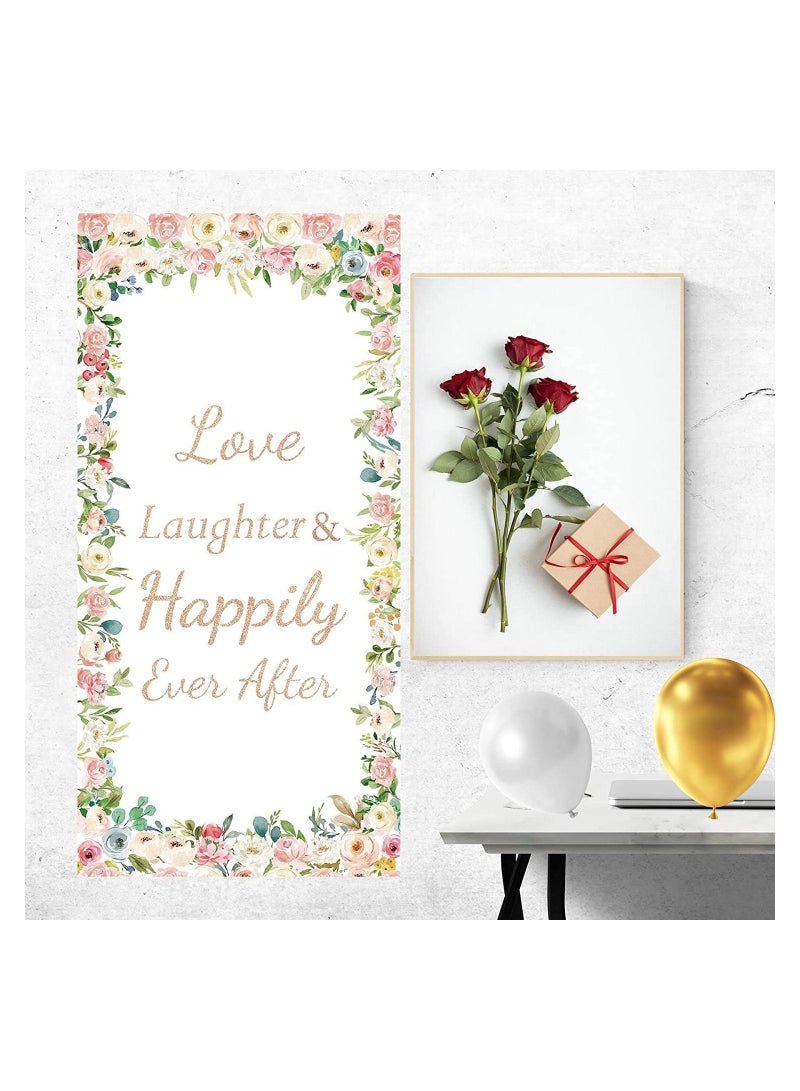 Cheerful Home Banner Poster Love Laugh Be Happily Ever After Backdrop Gift Banners Wedding Engagement Party Door Cover Pre-Wedding Ritual Photo Booth Decor Printed by Up to Date Egypt - Image 5