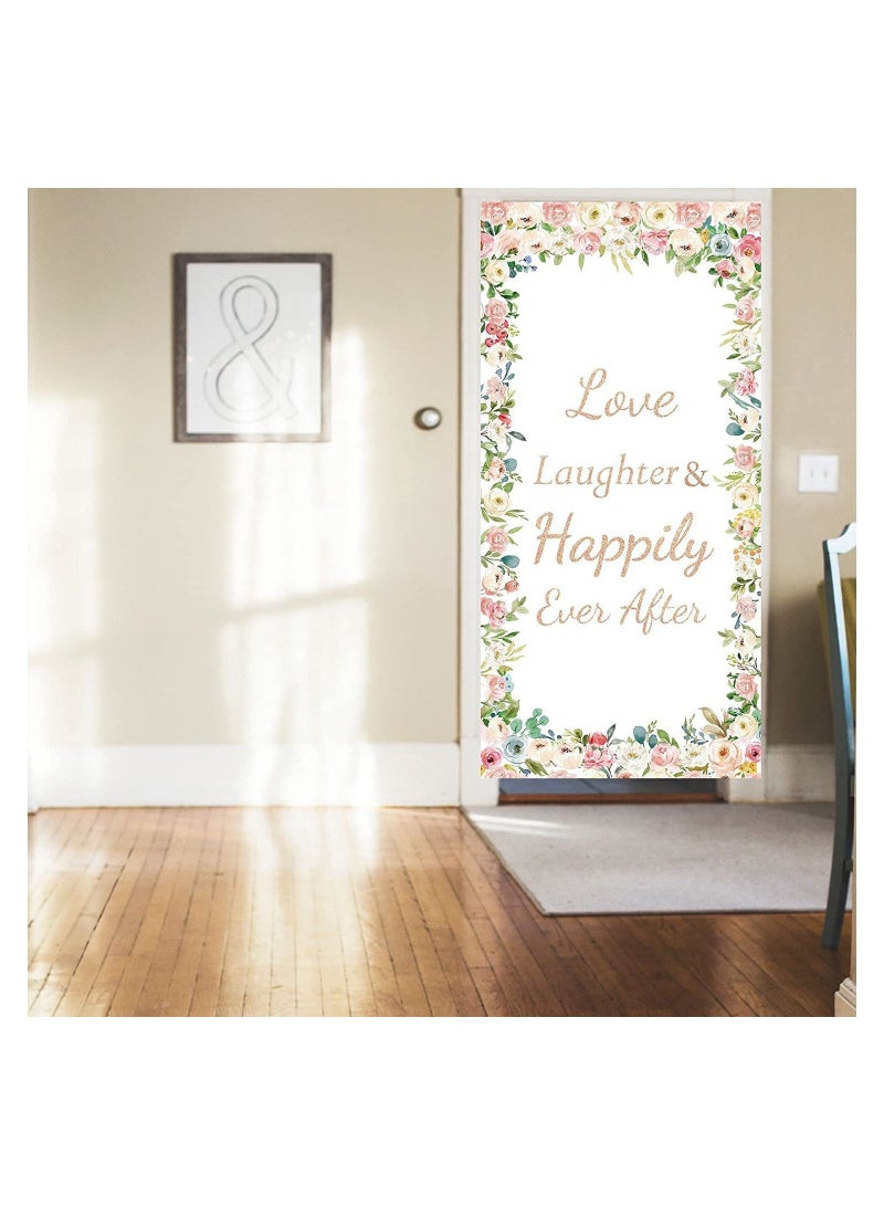 Cheerful Home Banner Poster Love Laugh Be Happily Ever After Backdrop Gift Banners Wedding Engagement Party Door Cover Pre-Wedding Ritual Photo Booth Decor Printed by Up to Date Egypt - Image 2