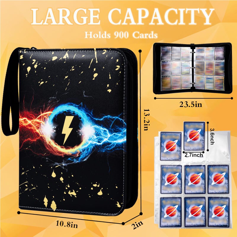 Jravkfi Card Binder 900 Pockets Card Holder Album With 50 Removable Sleeves For Standard Size Cards 9 Pocket Tcg Trading Card Binder Display Storage Carrying Case - Image 4