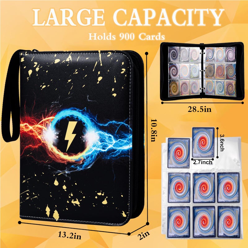 Jravkfi Card Binder 900 Pockets Card Holder Album With 50 Removable Sleeves For Standard Size Cards 9 Pocket Tcg Trading Card Binder Display Storage Carrying Case - Image 3