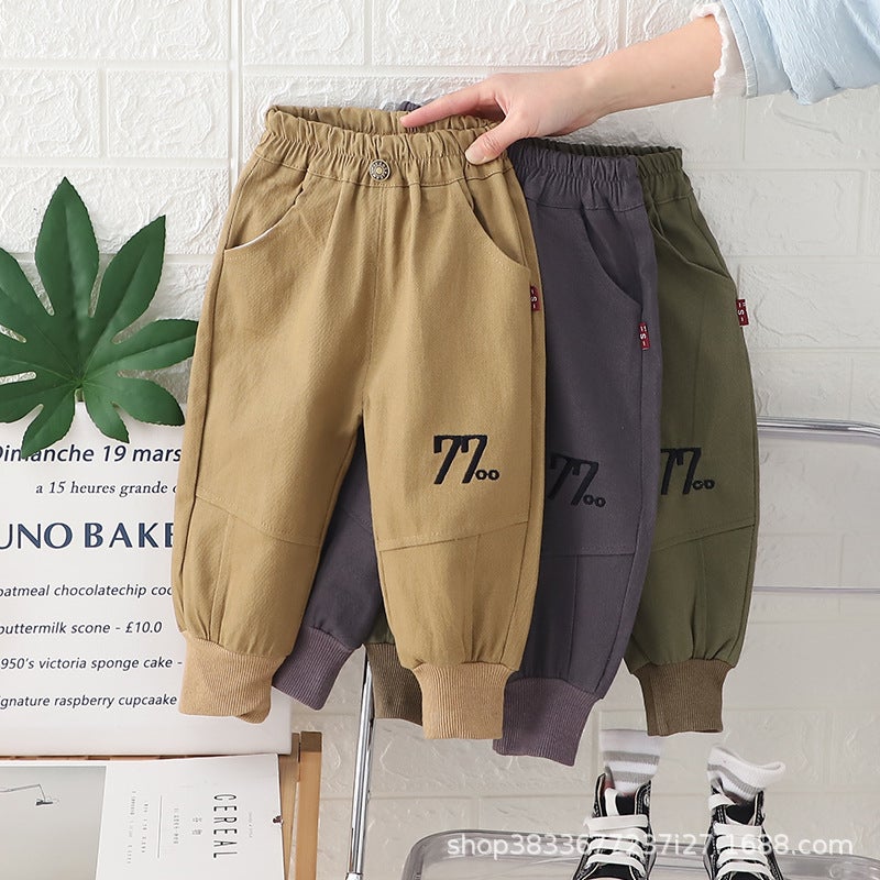 Children'S Clothing Boys' Cargo Sweatpants New Stylish Kids' Pants Spring 77 Casual Pants Pure Cotton Pants - Image 2
