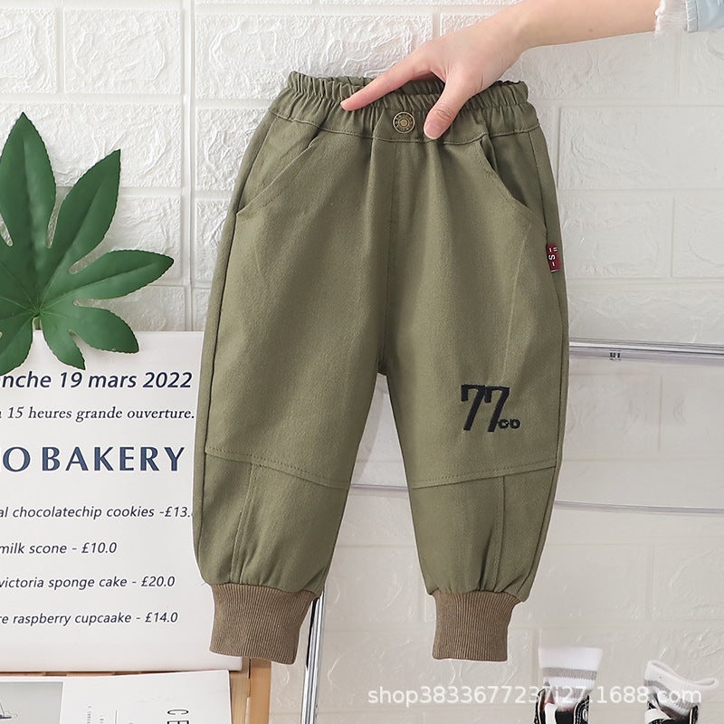 Children'S Clothing Boys' Cargo Sweatpants New Stylish Kids' Pants Spring 77 Casual Pants Pure Cotton Pants - Image 3