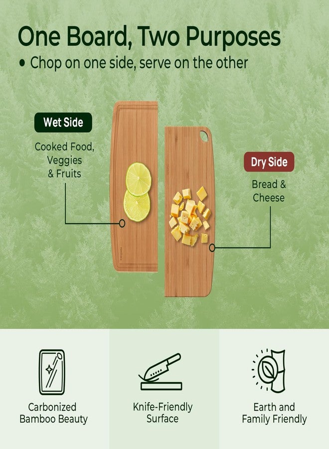 Keechee Dishwasher Safe Carbonized Bamboo Wood Cutting Boards for Kitchen with Juice Groove, Wooden Charcuterie & Chopping for Fruit, Vegetables & Cheese, Durable, Lightweight, Water-Resistant - Image 4