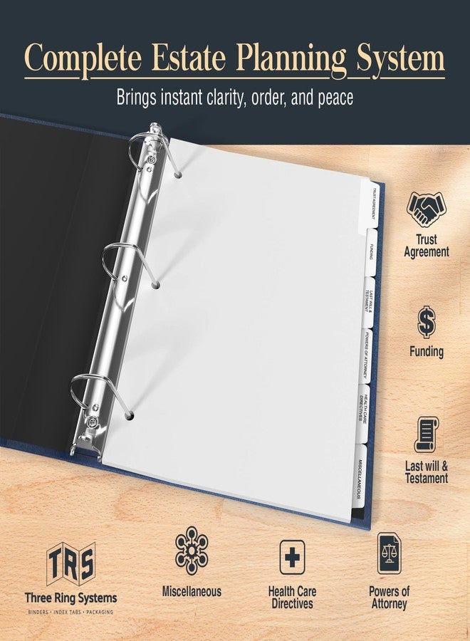 Three Ring Systems Estate Organizer Planning Portfolio - Estate Planning Binder, No Box Organizer Trust Binder Planner for Wills, Insurance, 3 Ring Portfolio - Linen Kit - (Navy Linen) - Image 2