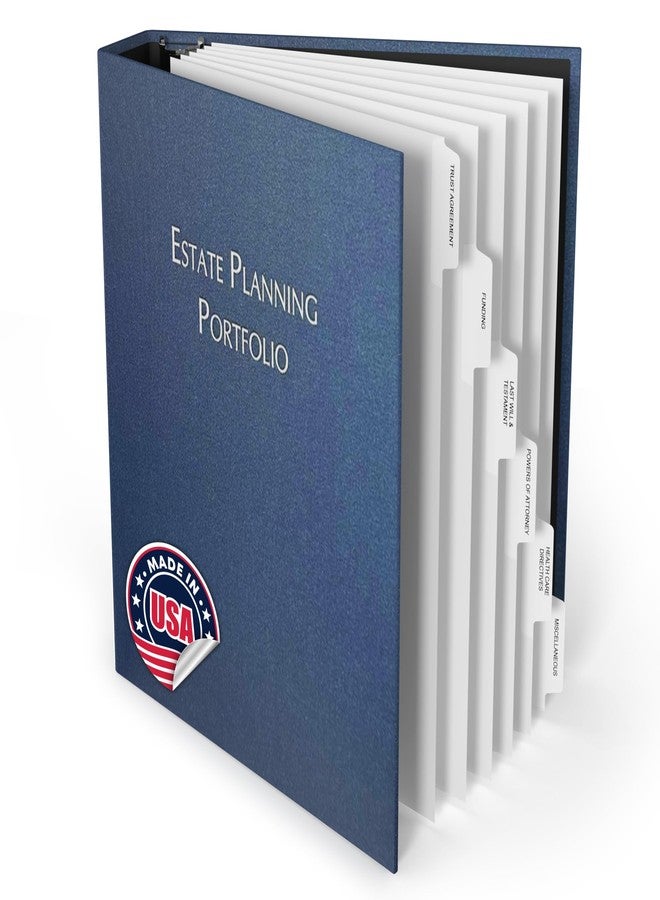 Three Ring Systems Estate Organizer Planning Portfolio - Estate Planning Binder, No Box Organizer Trust Binder Planner for Wills, Insurance, 3 Ring Portfolio - Linen Kit - (Navy Linen) - Image 1