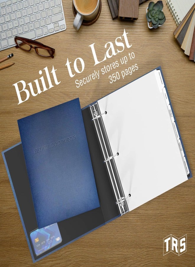 Three Ring Systems Estate Organizer Planning Portfolio - Estate Planning Binder, No Box Organizer Trust Binder Planner for Wills, Insurance, 3 Ring Portfolio - Linen Kit - (Navy Linen) - Image 5
