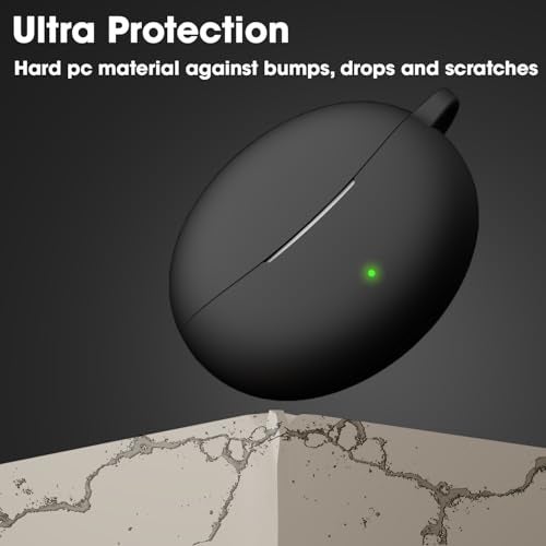 Sounce Earphone Case Cover for Oppo Enco Air3 Pro TWS Soft Silicone Skin Case Cover Shock Absorbing Protective Case with Keychain [Front LED Visible] - Black - Image 4