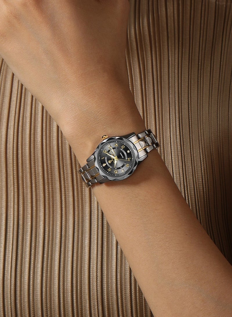 GOHUOS Women's Watch, Top Brand Luxury Stainless Steel Band Waterproof Luminous Analog Quartz Ladies Classic Wrist Watch - 27mm - Mother or Girlfriend Gift - Image 3