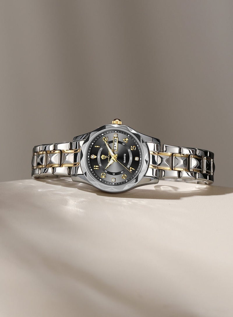 GOHUOS Women's Watch, Top Brand Luxury Stainless Steel Band Waterproof Luminous Analog Quartz Ladies Classic Wrist Watch - 27mm - Mother or Girlfriend Gift - Image 5