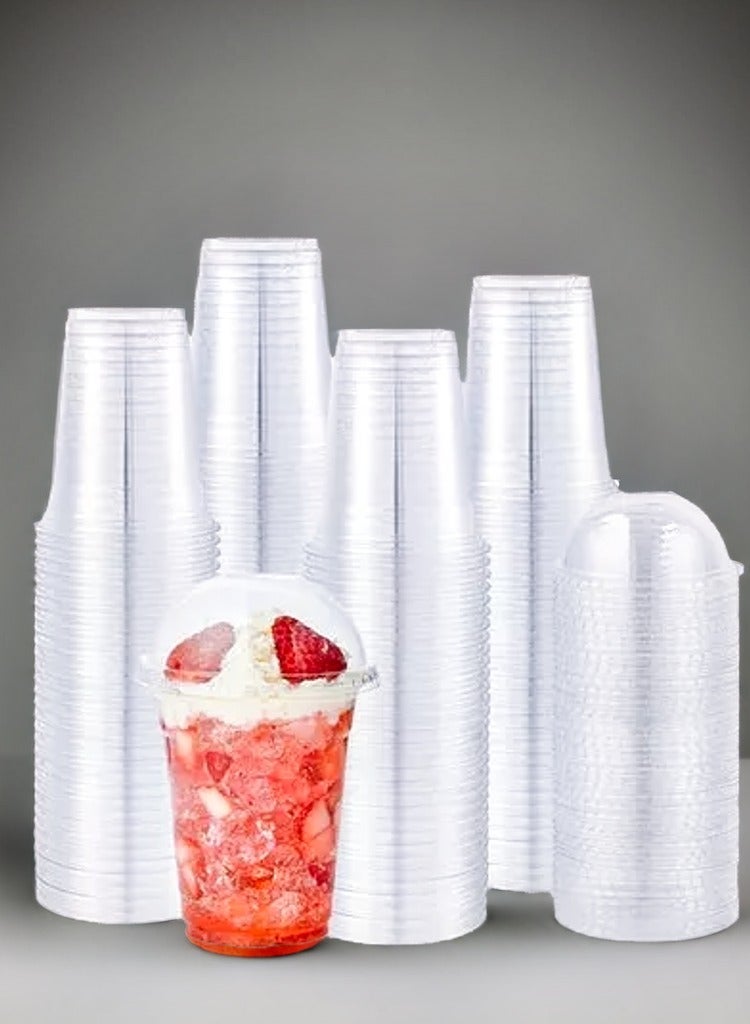vsell24 14 Oz Clear Disposable Cups with Dome Lids | Premium Plastic Drink Cups for Smoothies, Iced Coffee, Milkshakes, Juice & Cold Beverages | Ideal for Parties, Events, Cafes & Everyday Use - Image 4