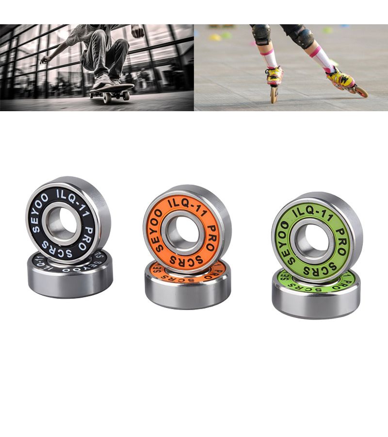 Orange ILQ11 Bearings 8Pcs for Skateboard Longboard Roller Skates Low Noise - Image 1