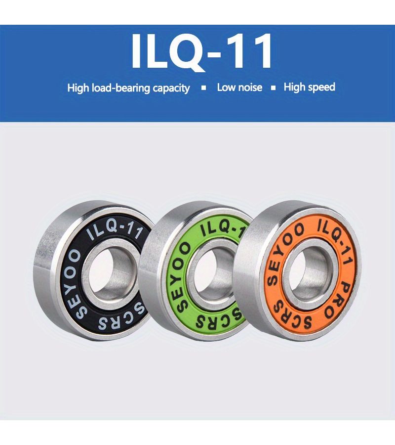Orange ILQ11 Bearings 8Pcs for Skateboard Longboard Roller Skates Low Noise - Image 3