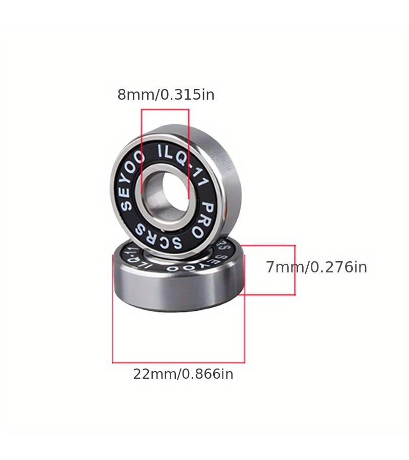 Orange ILQ11 Bearings 8Pcs for Skateboard Longboard Roller Skates Low Noise - Image 2