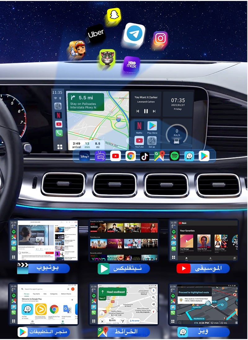 Carlinkit - Led CarPlay Android 13 4+64GB/8+128GB smart systems ai Box QCM 6225 4g 64g wireless Android Auto CarPlay Youtube Netflix tv box for 98% car GMC Mazda Camry Hyundai Audi - Image 1