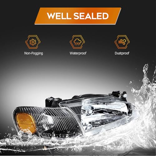 LBRST Headlight Assembly for Corolla 1998-2000 Clear Lens Black Housing Amber Reflector Driver and Passenger Side Headlamp - Image 5