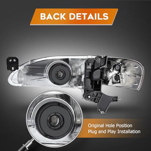 LBRST Headlight Assembly for Corolla 1998-2000 Clear Lens Black Housing Amber Reflector Driver and Passenger Side Headlamp - Image 4