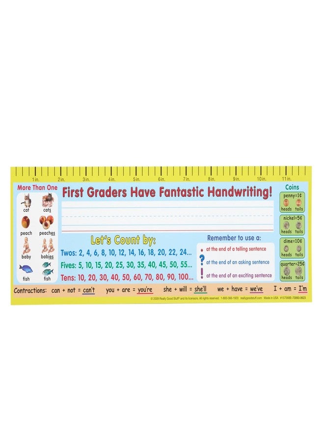 Really Good Stuff 12PK Zaner-Bloser First Grade Two-Sided Cardstock Desktop Helpers with Testing Inserts - Image 1