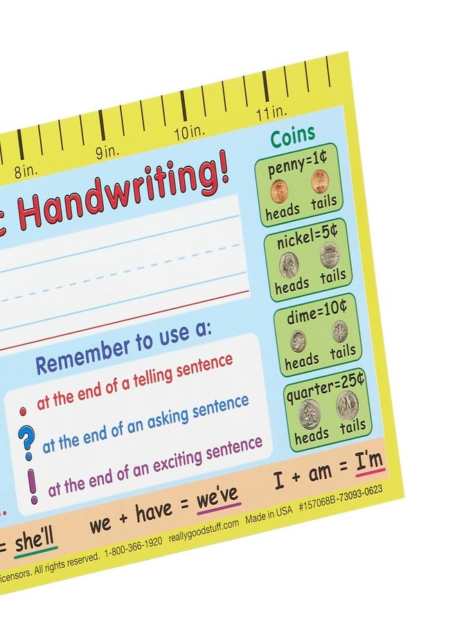 Really Good Stuff 12PK Zaner-Bloser First Grade Two-Sided Cardstock Desktop Helpers with Testing Inserts - Image 5