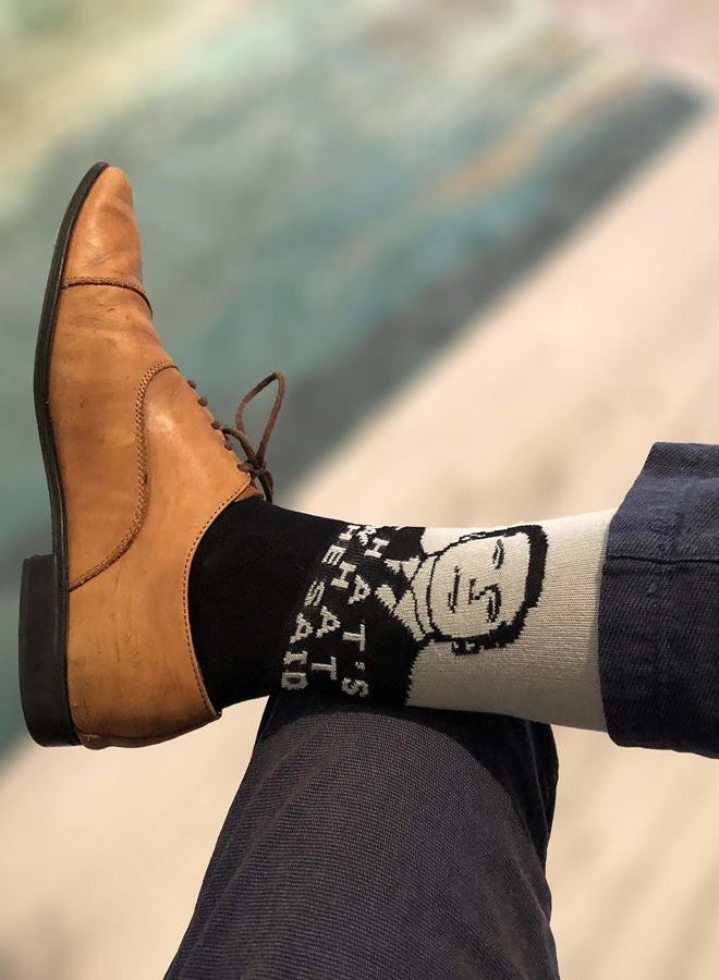 Balanced Co. That's What She Said Dress Socks Michael Scott Funny Socks Crazy Socks Casual Cotton Crew Socks, Gray, One size - Image 3