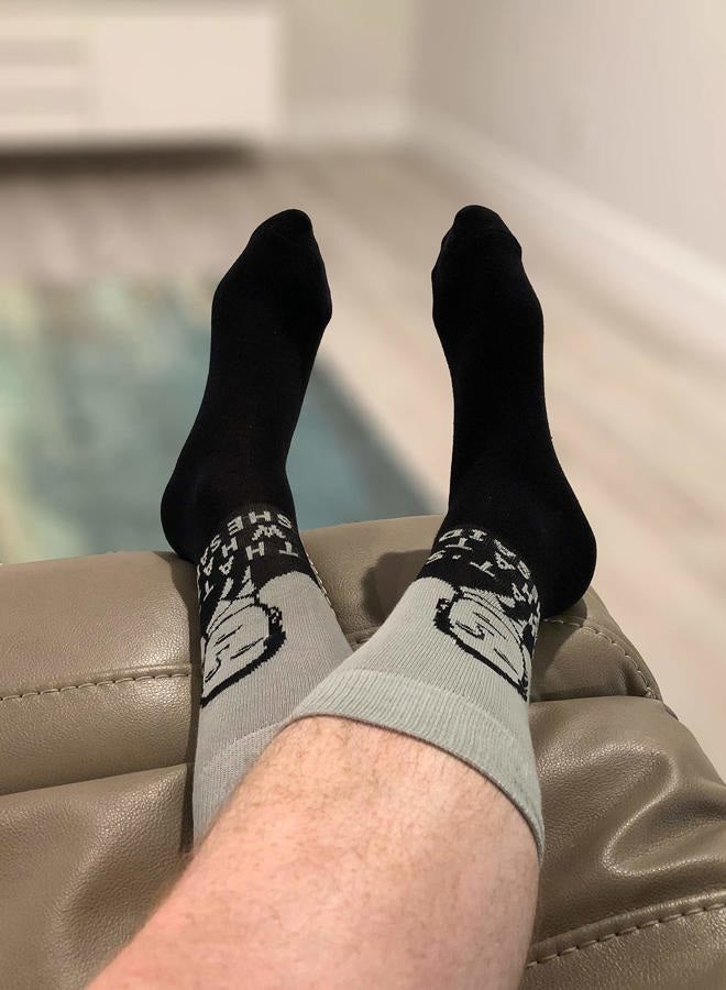 Balanced Co. That's What She Said Dress Socks Michael Scott Funny Socks Crazy Socks Casual Cotton Crew Socks, Gray, One size - Image 2