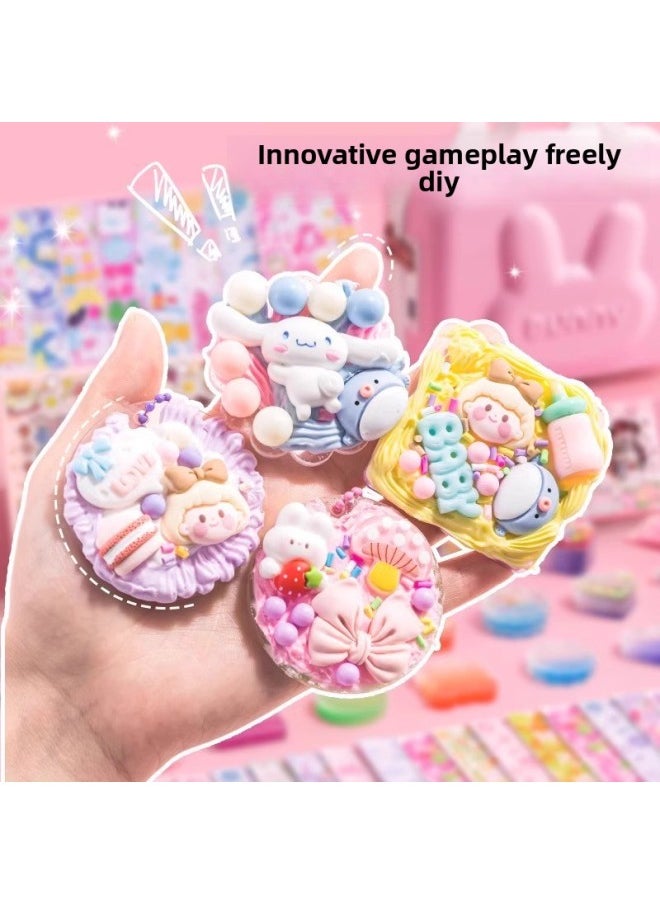 Cream Gel Goo Card Suit Sticker Full Set Of Girls Handmade DIY Toy Material Goo Card Hand Account Children's Toys-Color:Cream Goo Card Suit 387 Pieces [pink Three-layer Transfer Box]]  - Image 3