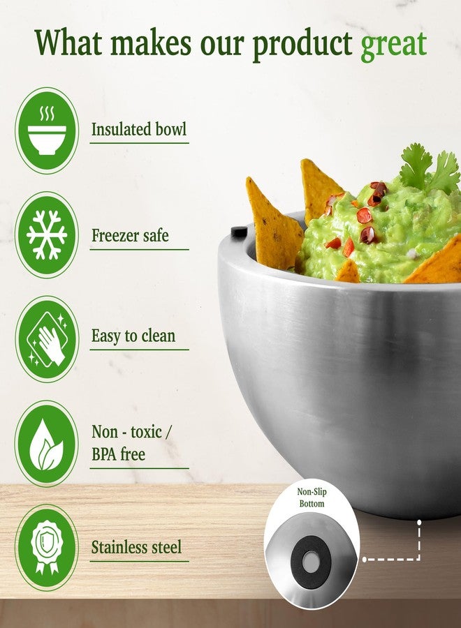 Aranka Dip Chiller Bowl with Lid, Stainless Steel 35 oz Double-Walled Insulated Serving Bowl for Keeping Food Hot or Cold, Perfect for Guacamole, Ice Cream, Salad & Soups - Image 5