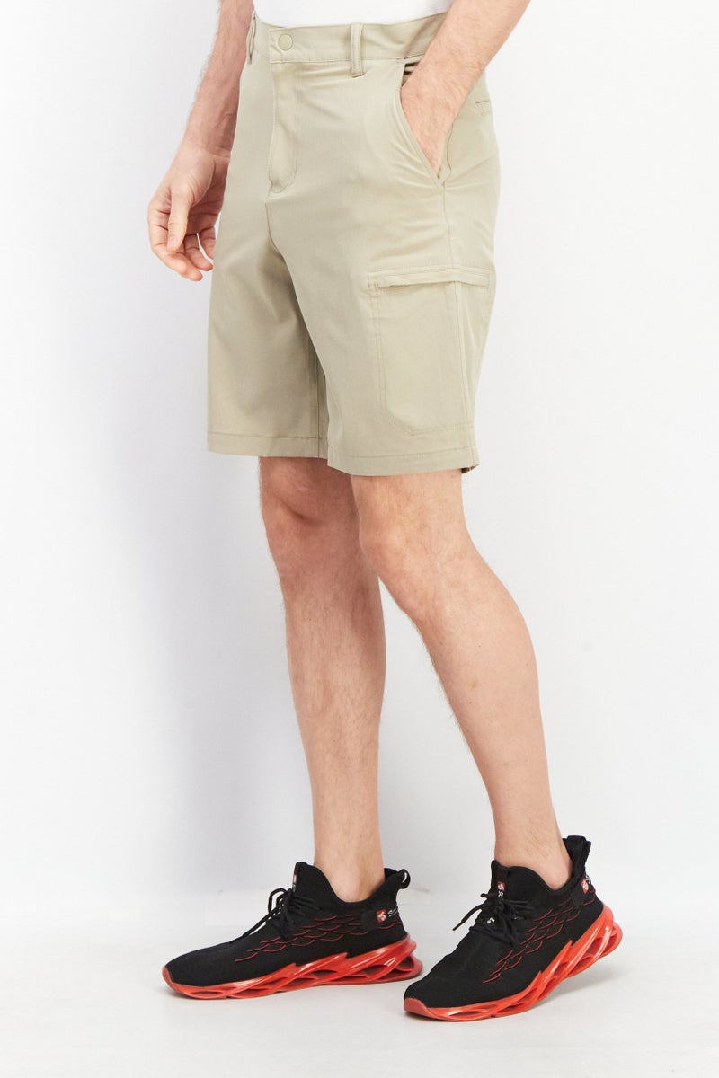 Chaps Men Plain Basic Shorts, Beige - Image 3