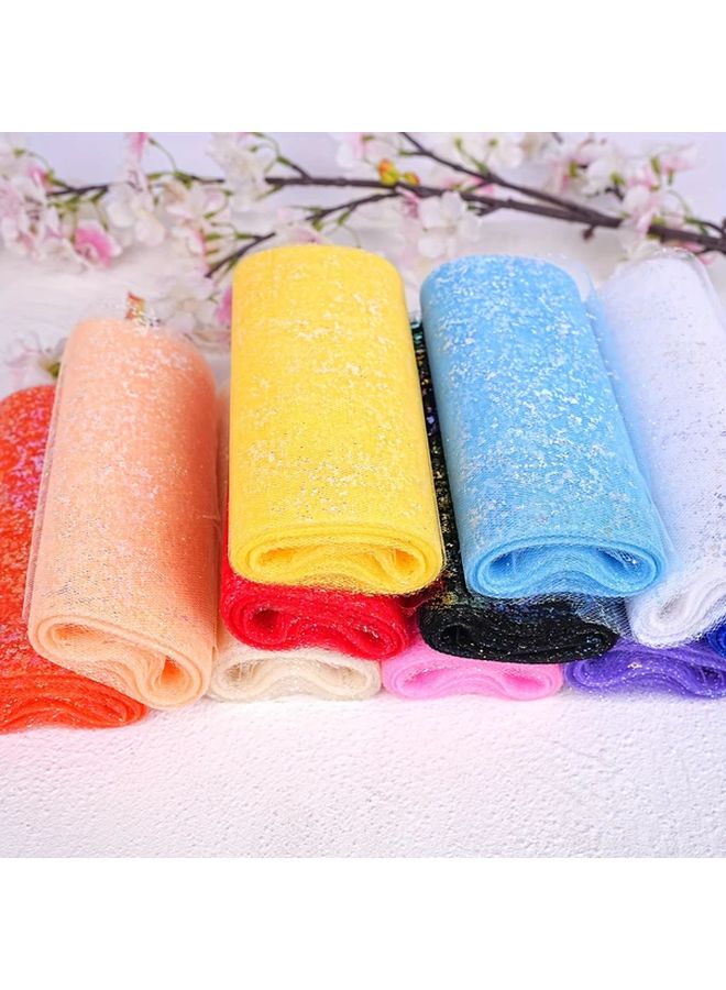1 Roll Ivory Glitter Tulle Fabric 6 Inch by 10 Yards Sparkling Sequin Netting for Tutu Skirt Wedding Birthday Party Decor - Image 1