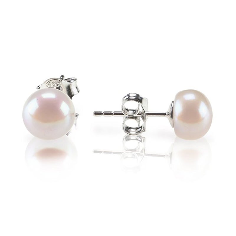 PAVOI 925 Sterling Silver Freshwater Cultured Stud Pearl Earrings - 7.5mm AAA Quality - Image 1