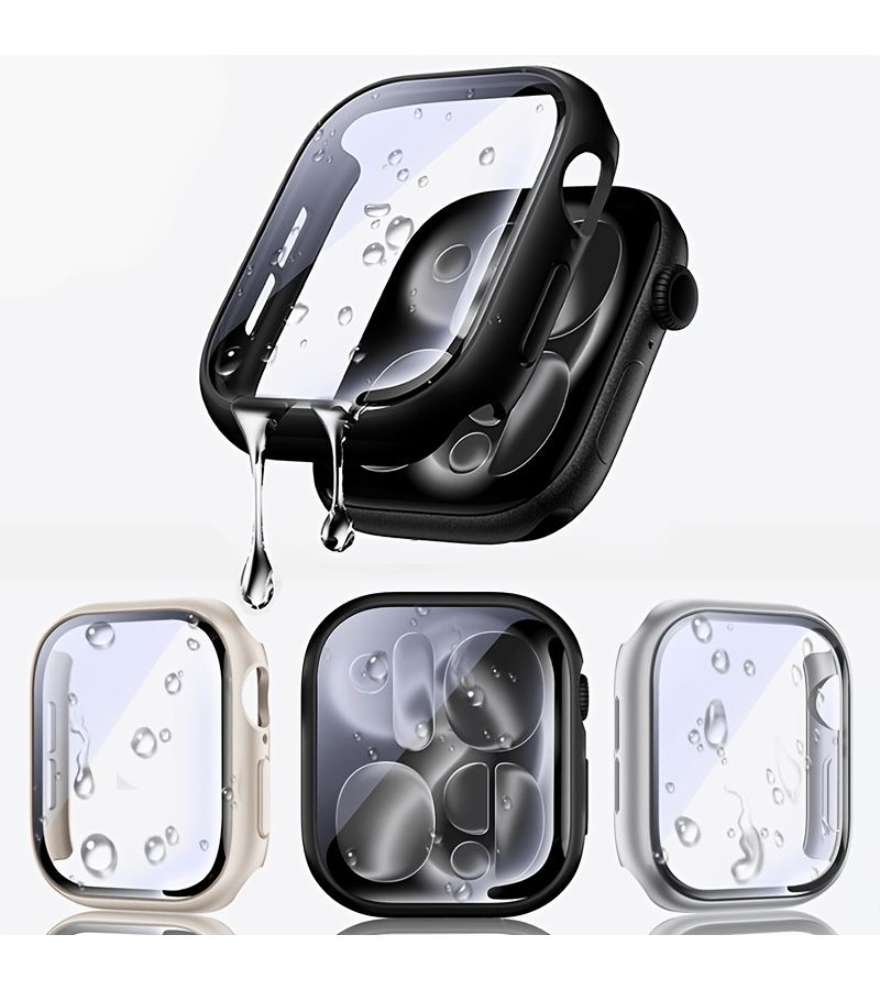 Silver 10 46mm Protective Tempered Film Case With Buttons For Apple Watch Series 10 9 8 7 6 5 4 All Models 46mm 45mm 44mm 42mm 41mm 40mm - Image 1