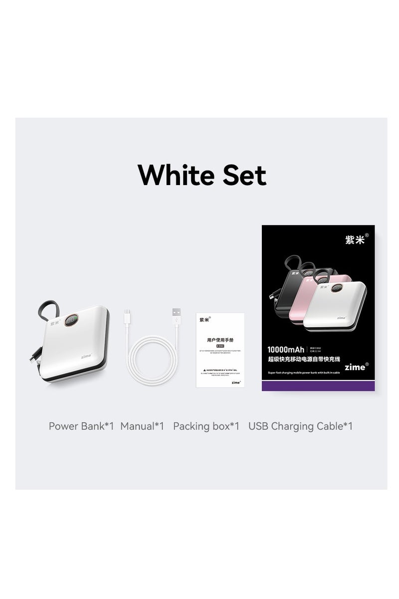 zime باور بانك زيم E28C، 10,000 مللي أمبير، شاحن محمول سريع 22.5 واط كحد أقصى مع كابلات USB-C مدمجة وموصلات، 1 USB-C، 1 USB-L، حزمة بطارية لهواتف آيفون 16/15/14 وسلسلة جالاكسي والمزيد - Image 3