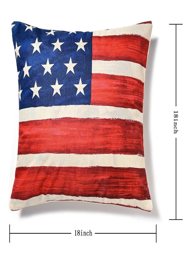 Hongsome Patriotic Decor-Throw Pillow Covers 18x18in Set of 4,4th of July Linen Pillow Case for Independence Day,Memorial Day,Veteran's Day,USA,American Summer Outdoor Red White Blue Decorations - Image 3