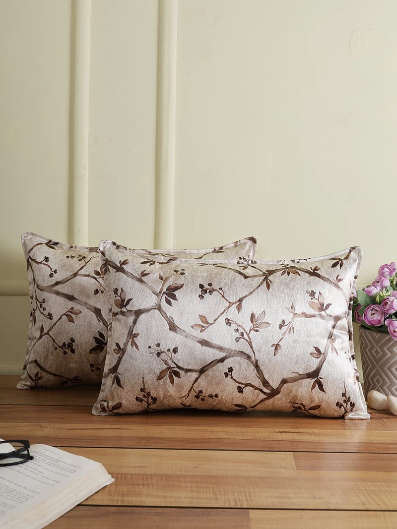 THE CONVERSION مجموعة التحويل من 2 غطاء وسادة مزخرف/ طفل/ مستطيل من الساتان النقي المصقول بلون بني، 2 قطعة غطاء وسادة للأطفال - 12"x18" - Image 1