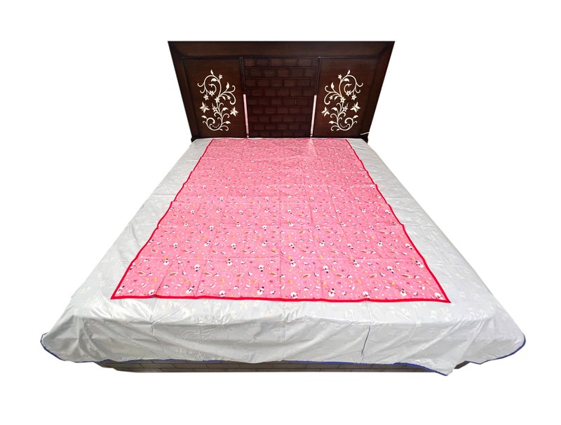 Ecosoft Baby Plastic Sheet/PVC Sheet for Kids/Rubber Sheet for Babies/Bed Wetting Protector (135 CM x 185 CM) (Pink Penguin) - Image 4