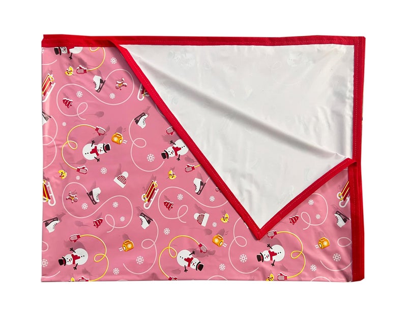Ecosoft Baby Plastic Sheet/PVC Sheet for Kids/Rubber Sheet for Babies/Bed Wetting Protector (135 CM x 185 CM) (Pink Penguin) - Image 1